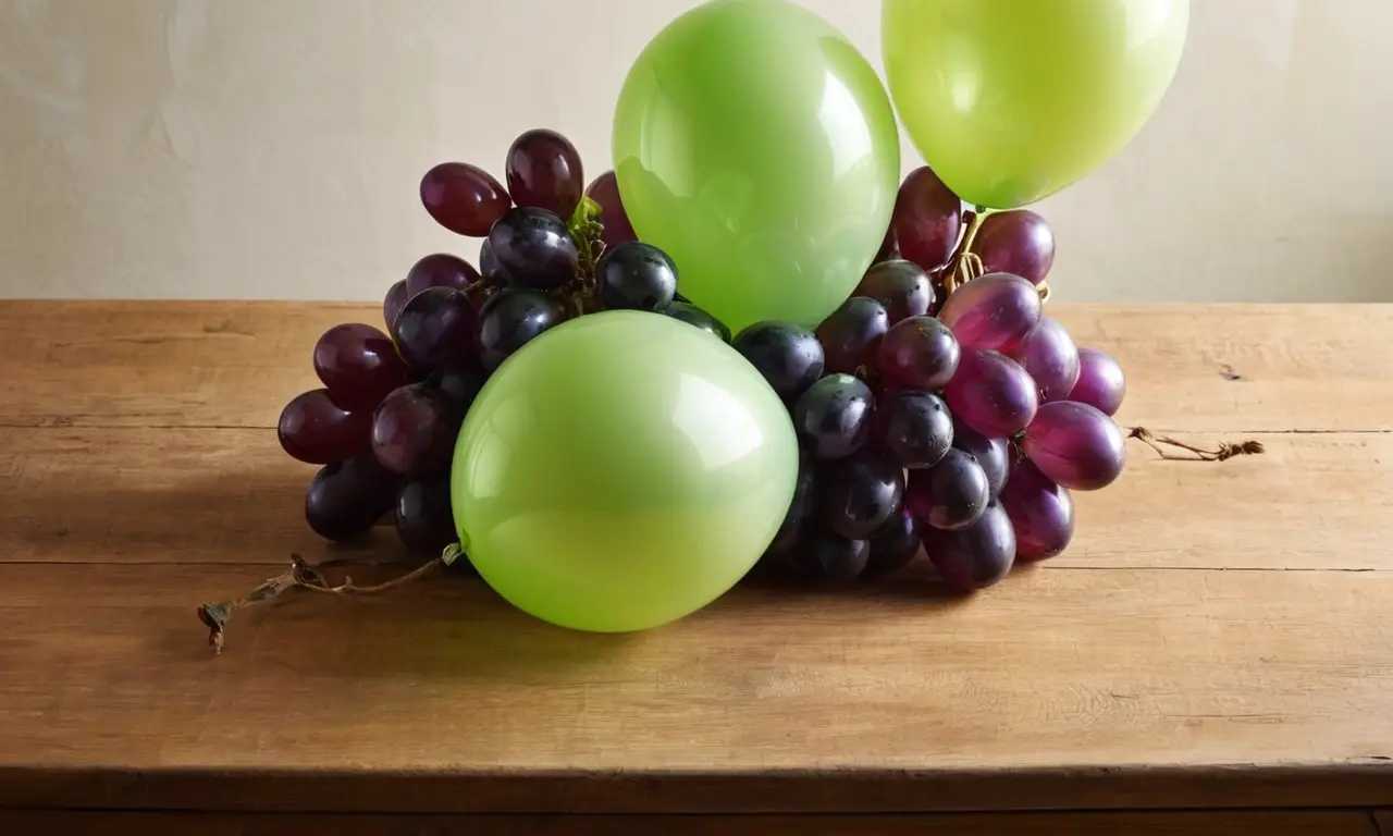 Globos de uva en una mesa iluminada