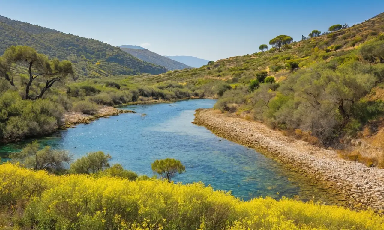 Paisaje mediterráneo vibrante y armonioso