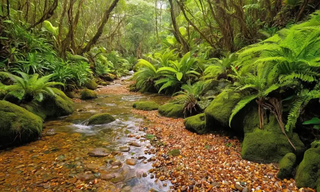 Bosque tropical vibrante y costa llena de vida