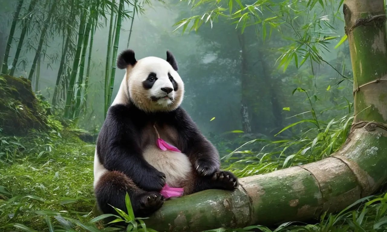 Panda descansando en un bosque de bambú