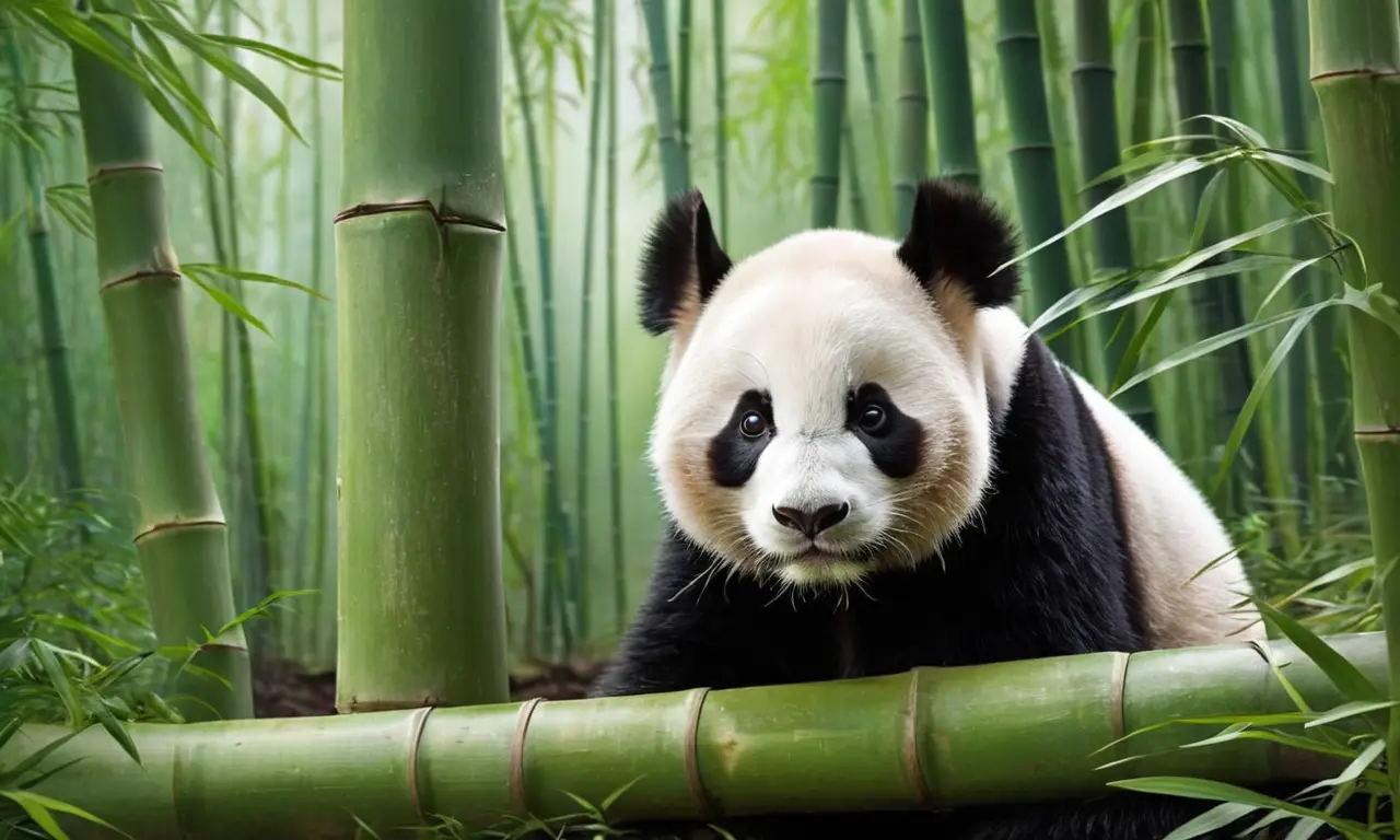 Panda descansando en un bosque de bambú