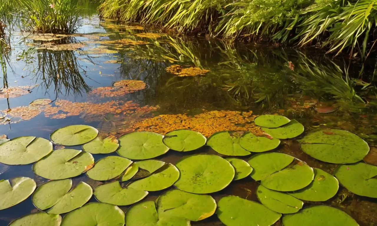 Naturaleza vibrante junto al agua tranquila