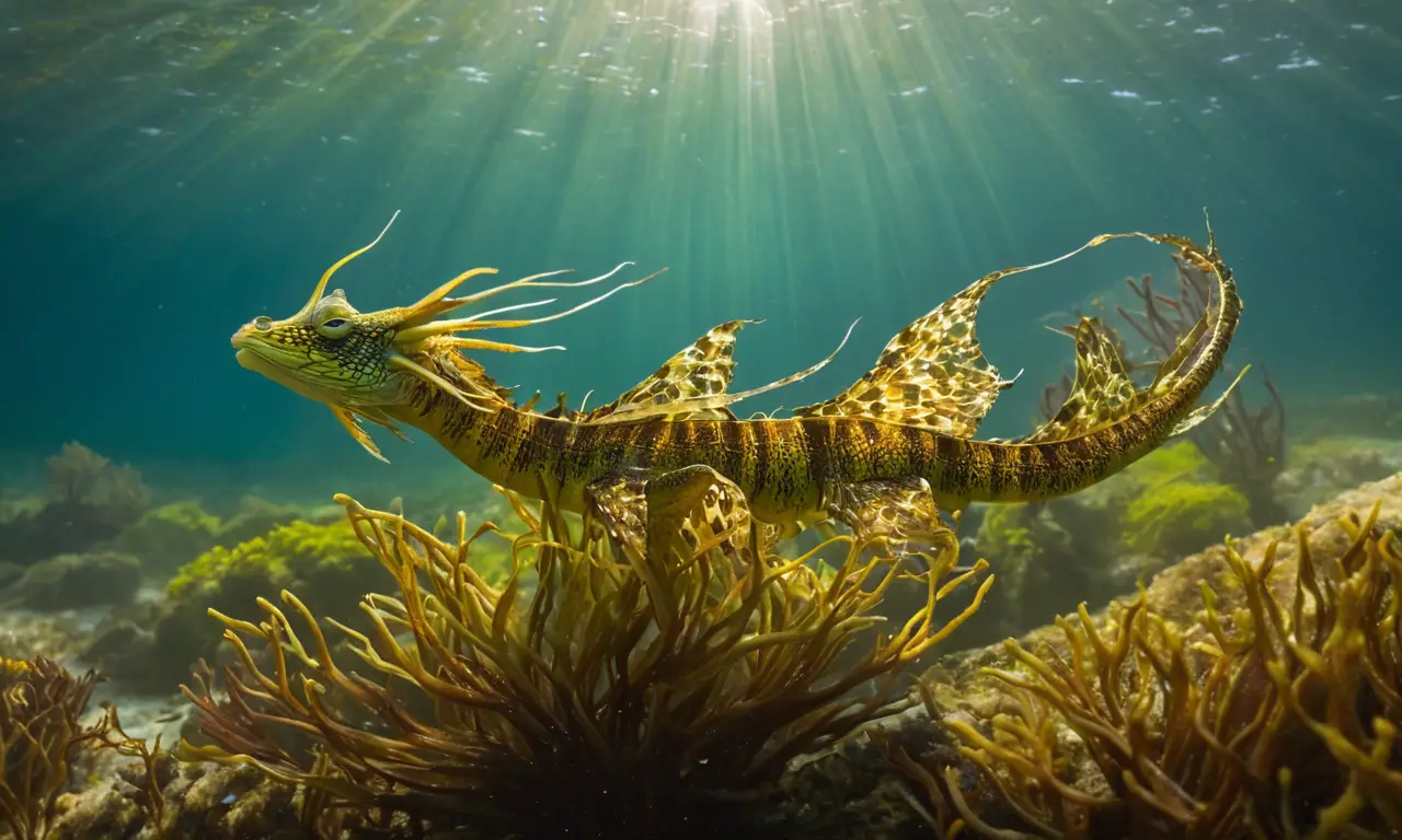 Dragón de mar elegante en hábitat sereno