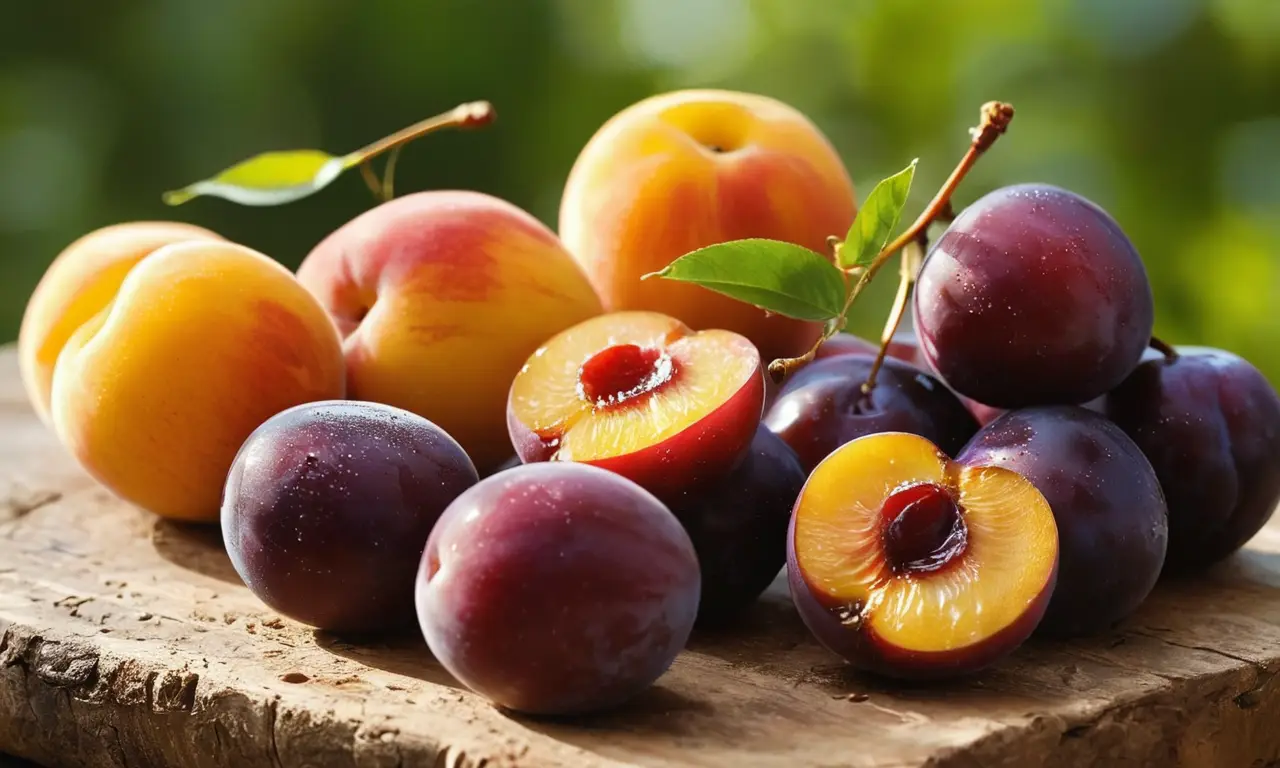 Frutas frescas en una mesa rústica