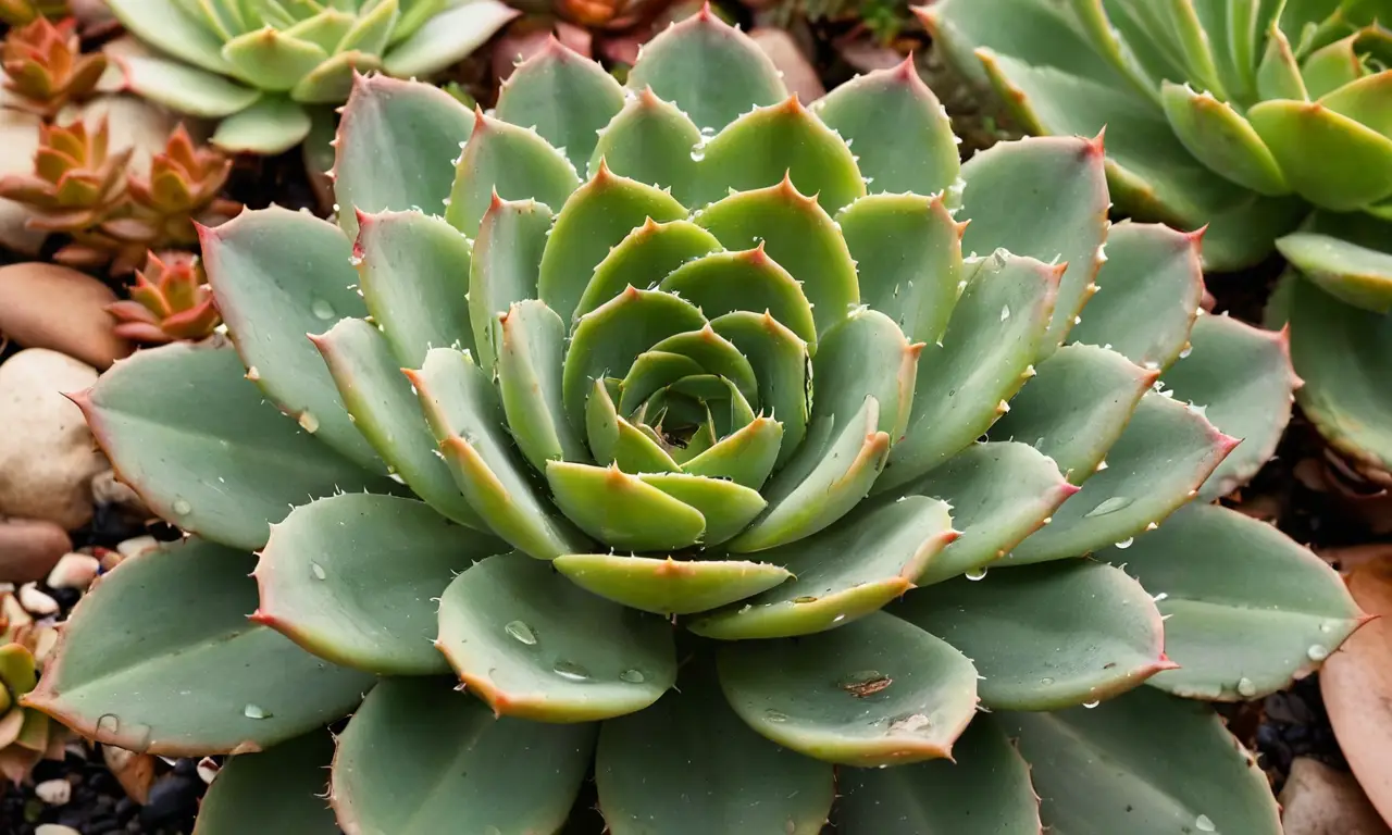 Echeverría gigantea en un jardín suculento