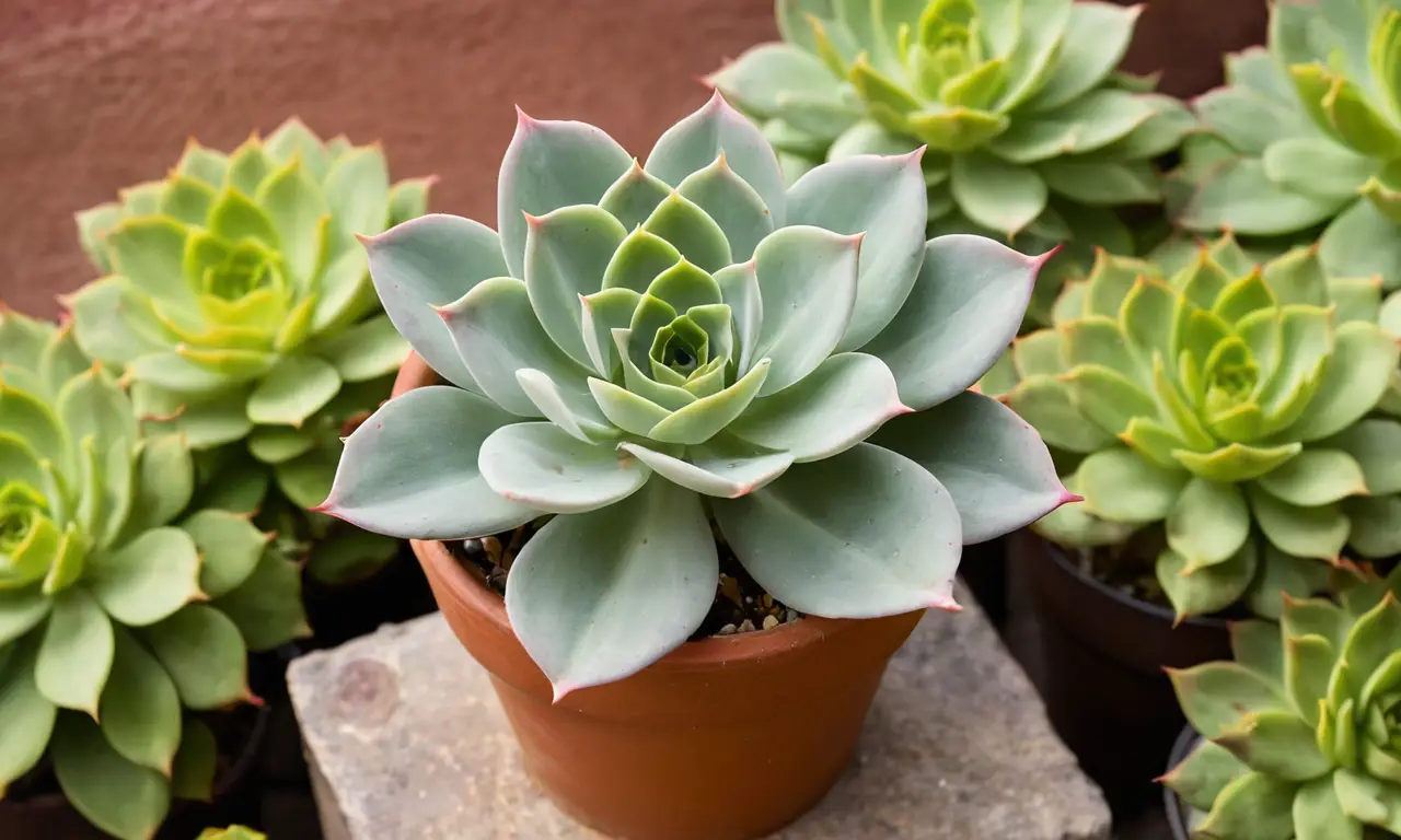 Echeveria pulvinata en un jardín sereno