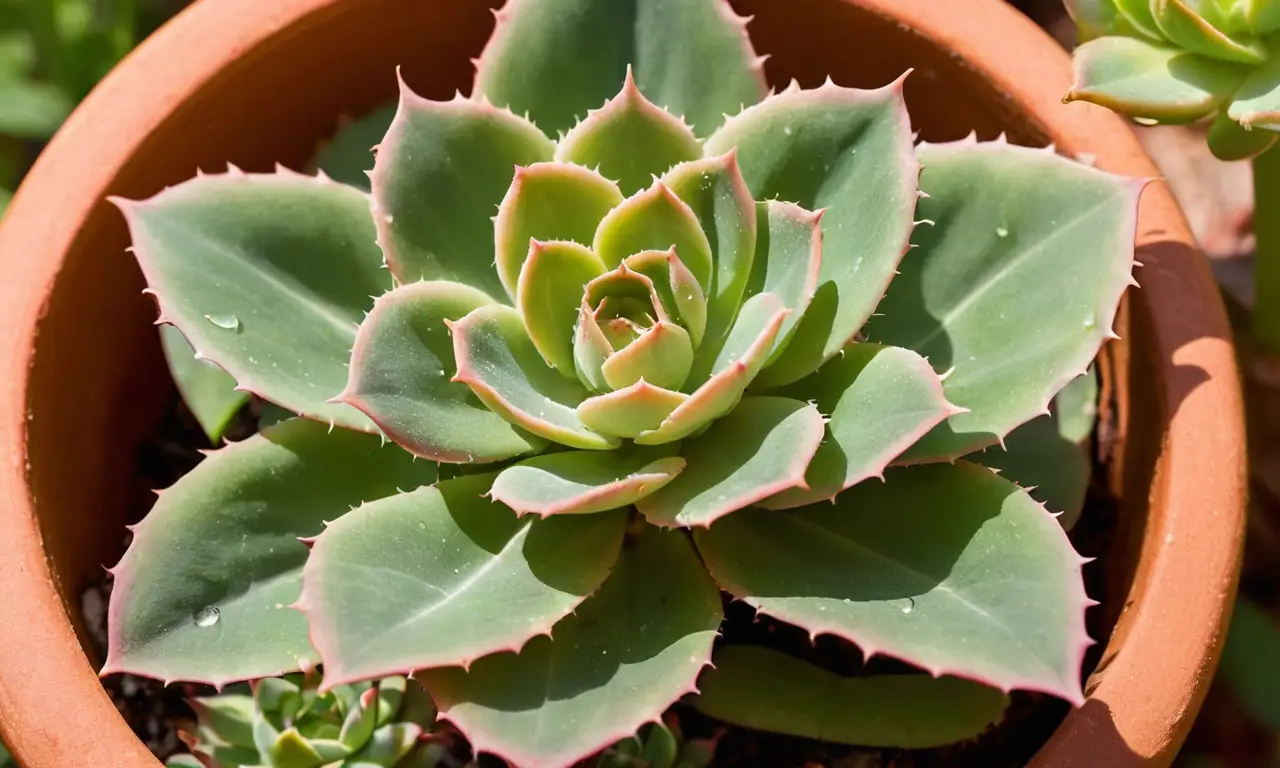 Echeverria pulvinata resplandece en luz natural
