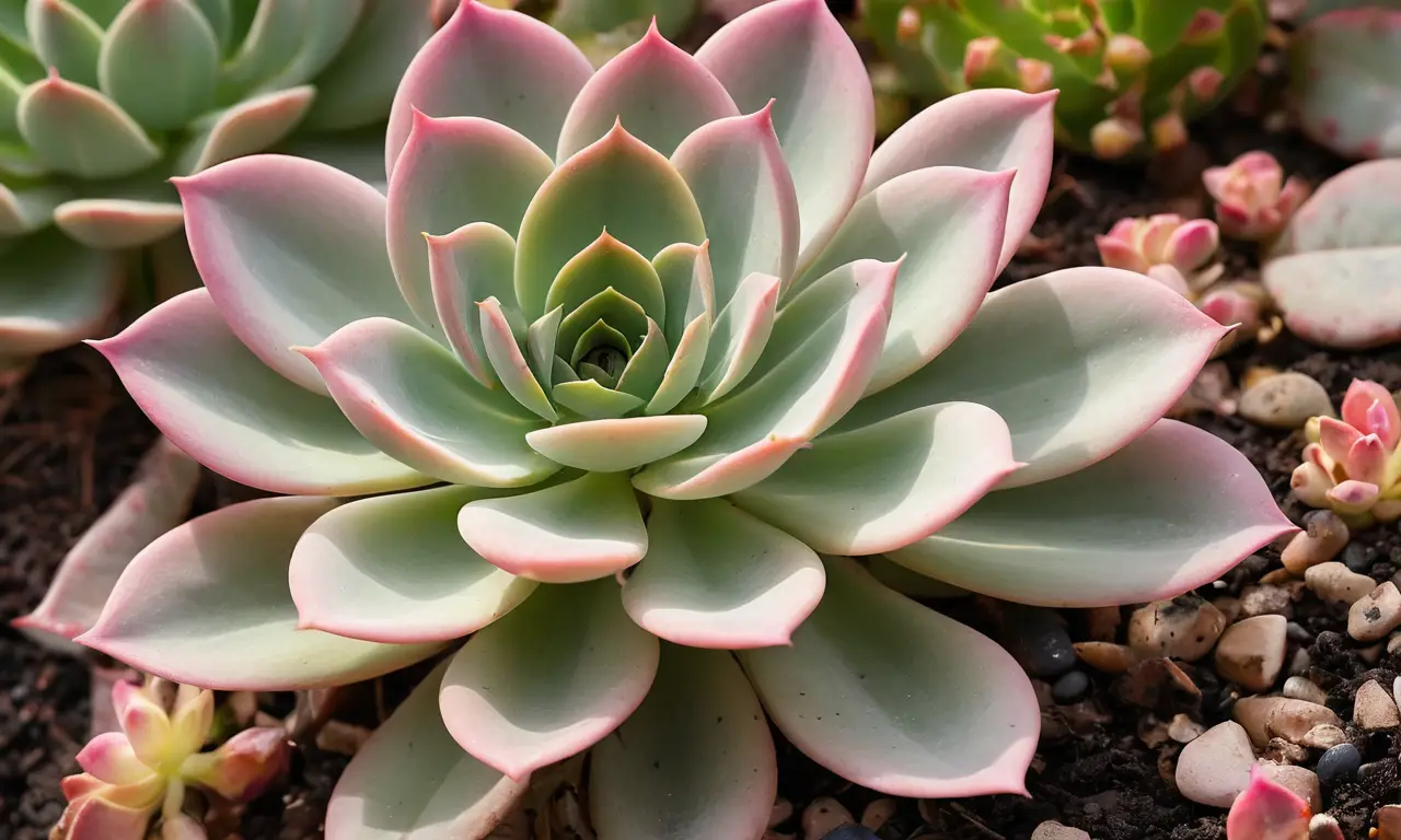 Echeveria elegans en luz suave y texturas