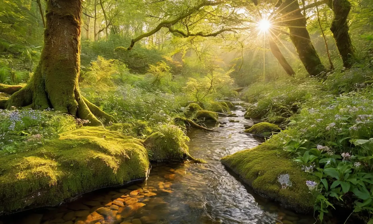 Bosque verde y tranquilo llena de vida