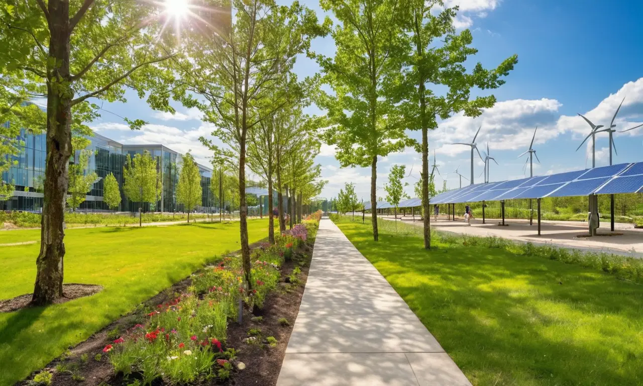 Parque industrial sustentable con naturaleza integrada