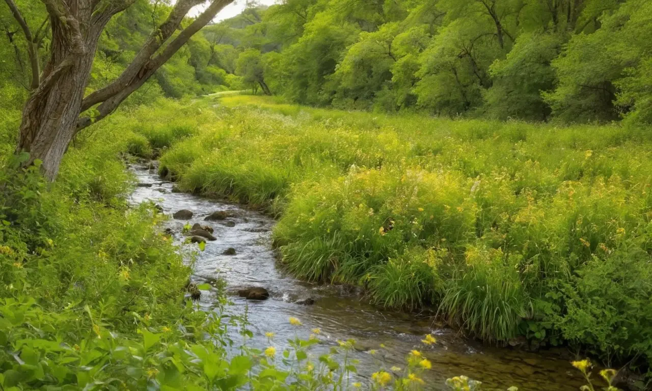 Paisaje vibrante y armónico de flora y fauna