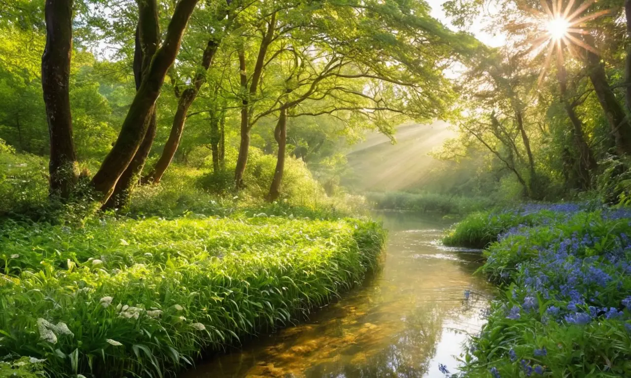 Paisaje verde con personas colaborando en armonía