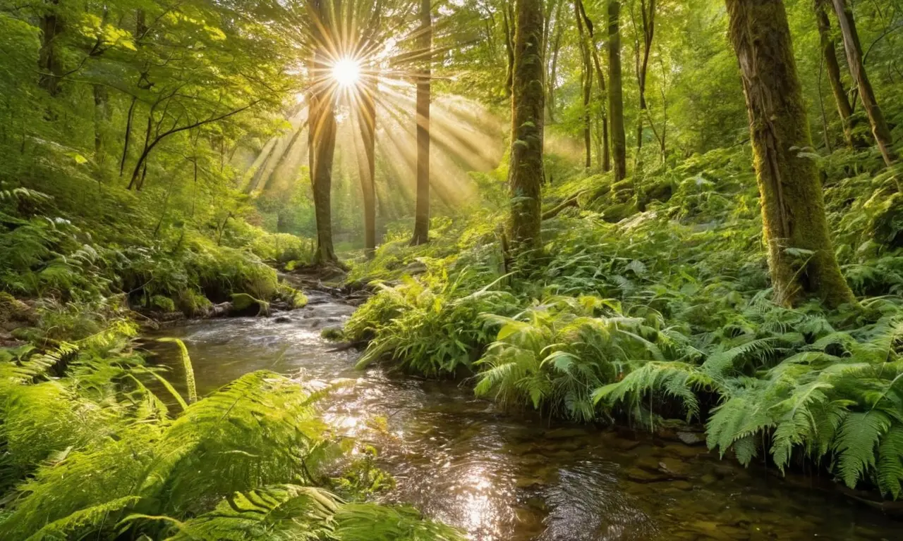Escena forestal vibrante y llena de vida