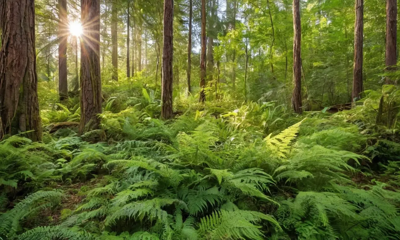 Bosque vibrante y sereno lleno de vida