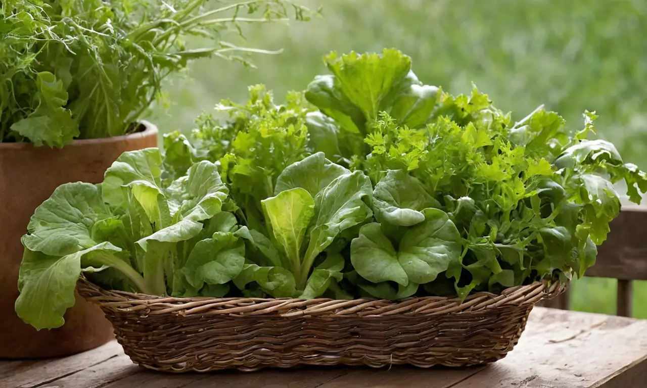 Ricos y frescos vegetales en un jardín