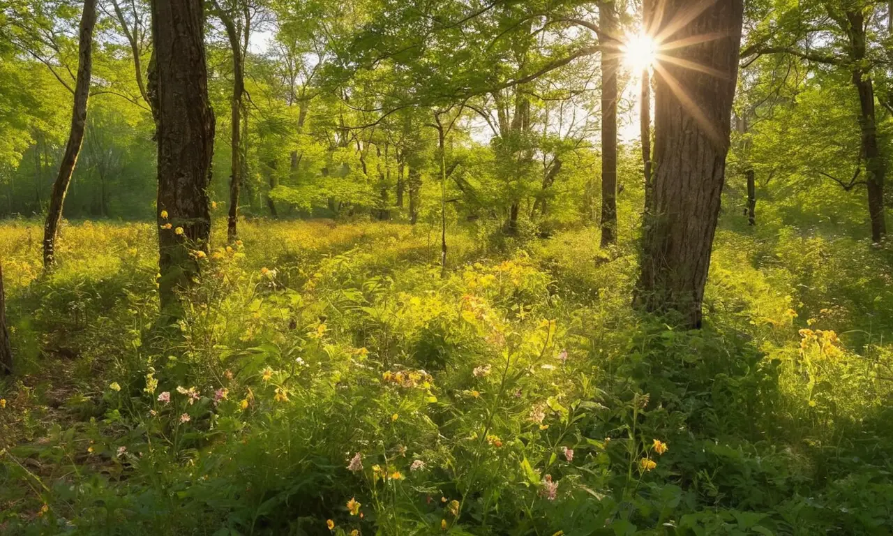 Bosque diverso y vibrante con vida abundante