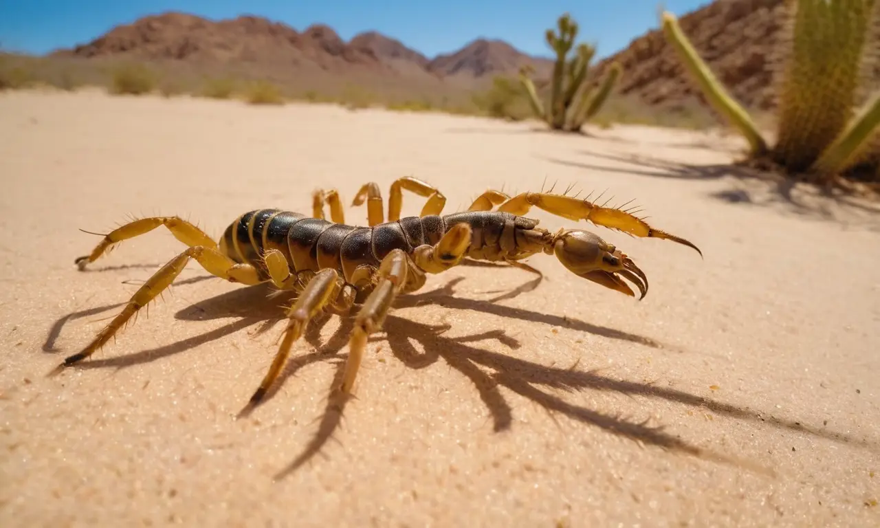Escorpión brilla en su hábitat desértico