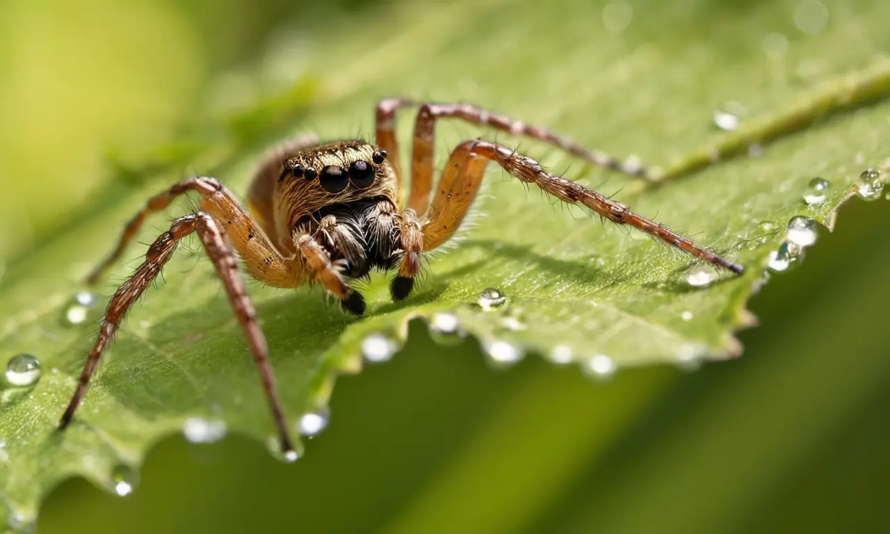 Araña en su telaraña con luz brillante