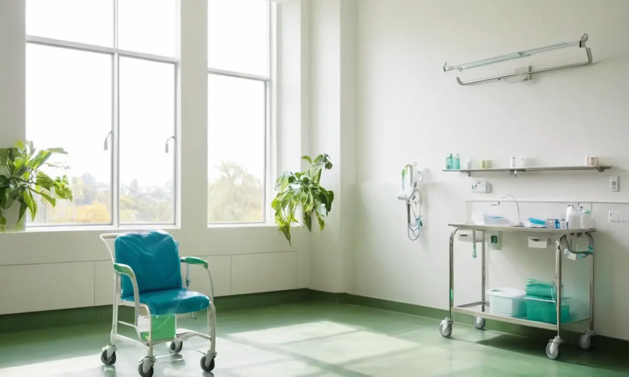 Sala de hospital ordenada y luminosa
