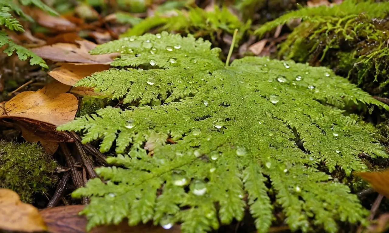 Bosque verde con musgo y luz suave