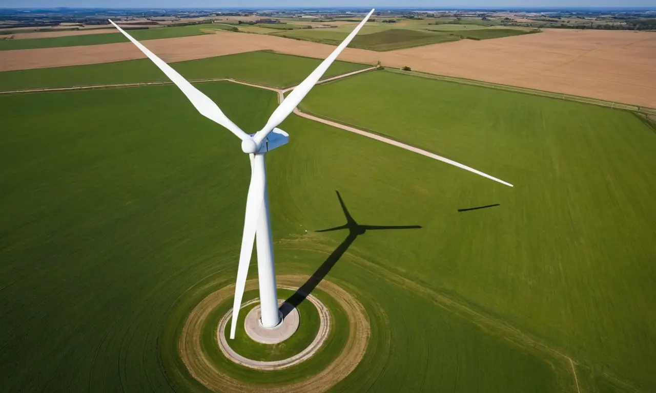 Aerogenerador generando energía en paisaje vibrante