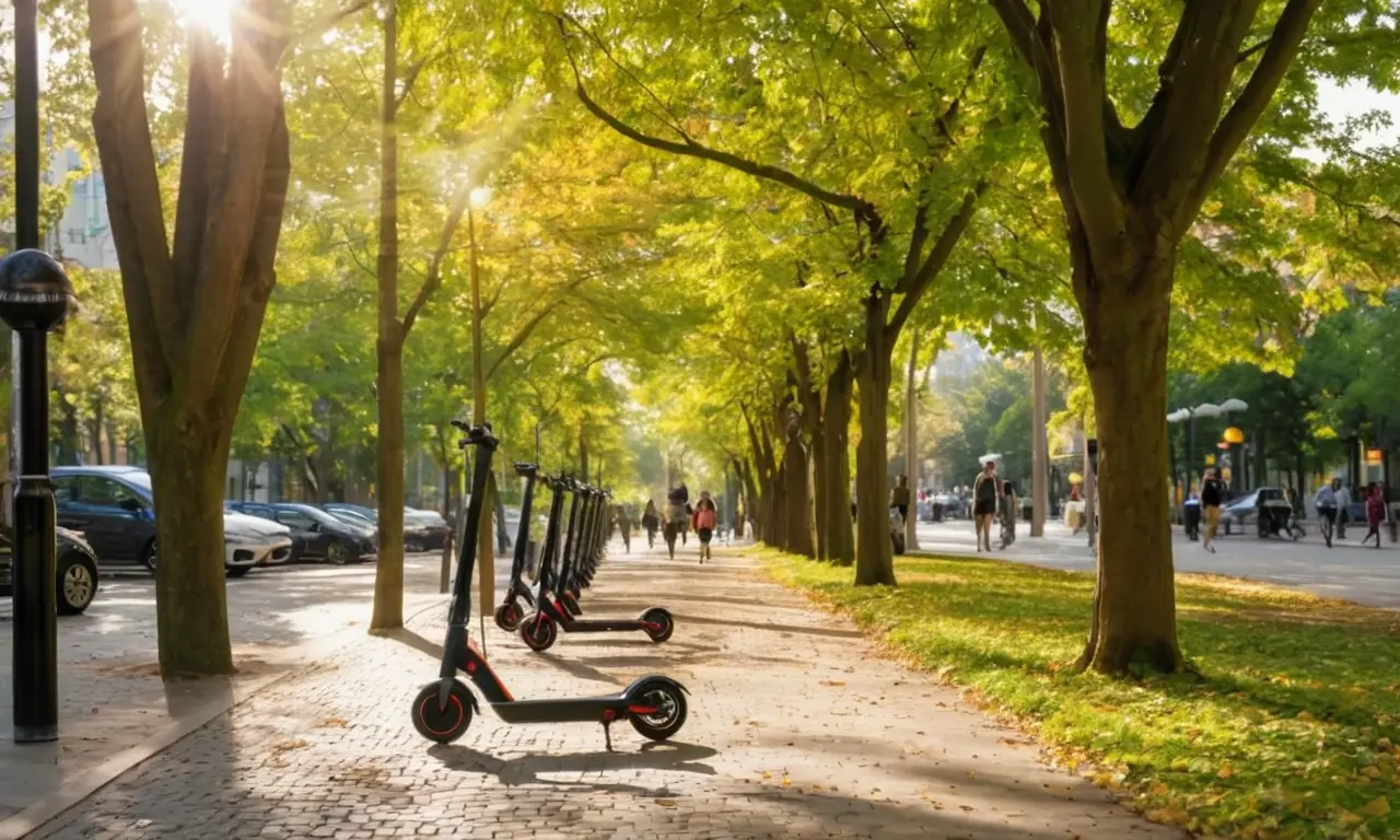 Escena urbana vibrante con bicicletas eléctricas