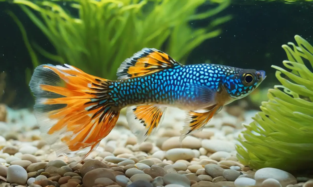 Guppies vibrantes en un entorno acuático sereno