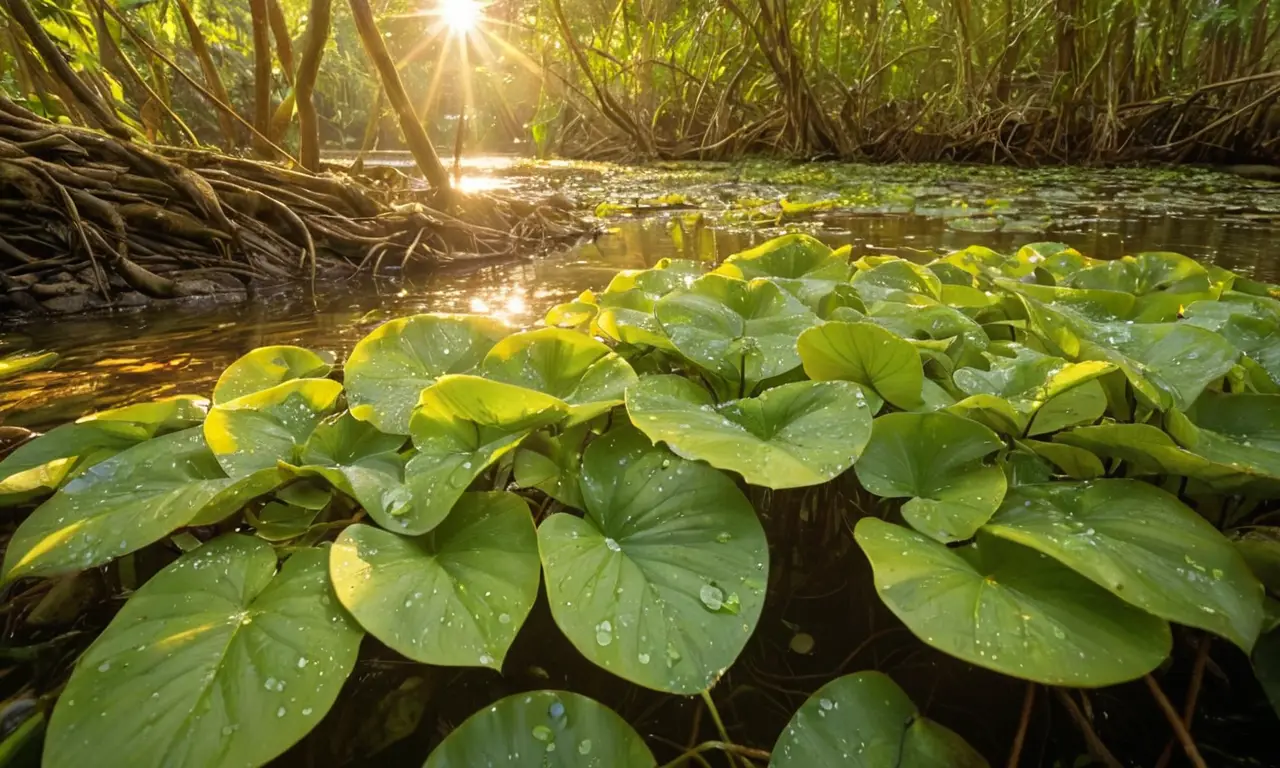 Ecosistema vibrante de plantas y agua