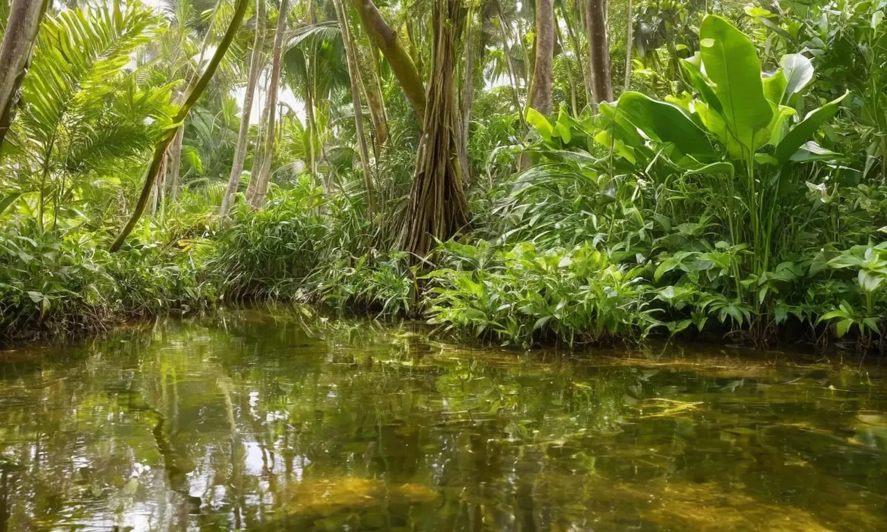 Escena vibrante de naturaleza y vida acuática