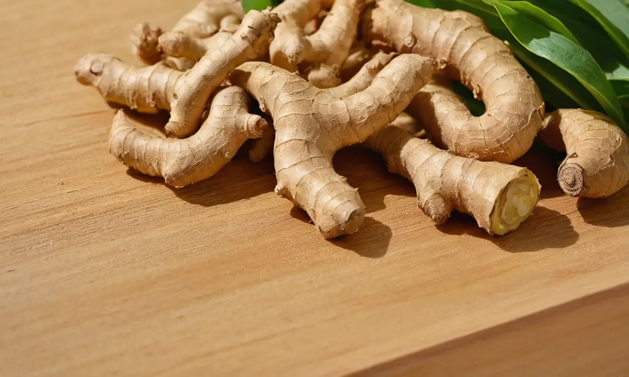 Ginger fresco con textura detallada y luz natural
