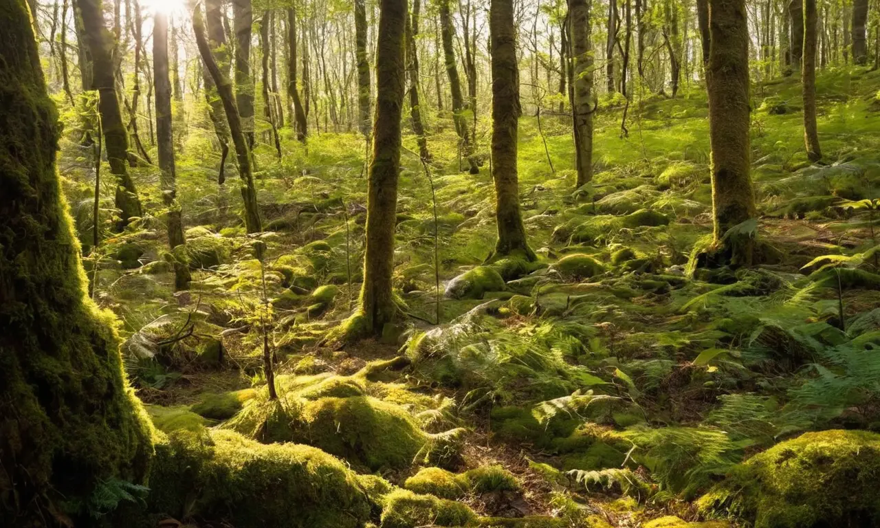 Un lobo alerta en un bosque amenazante