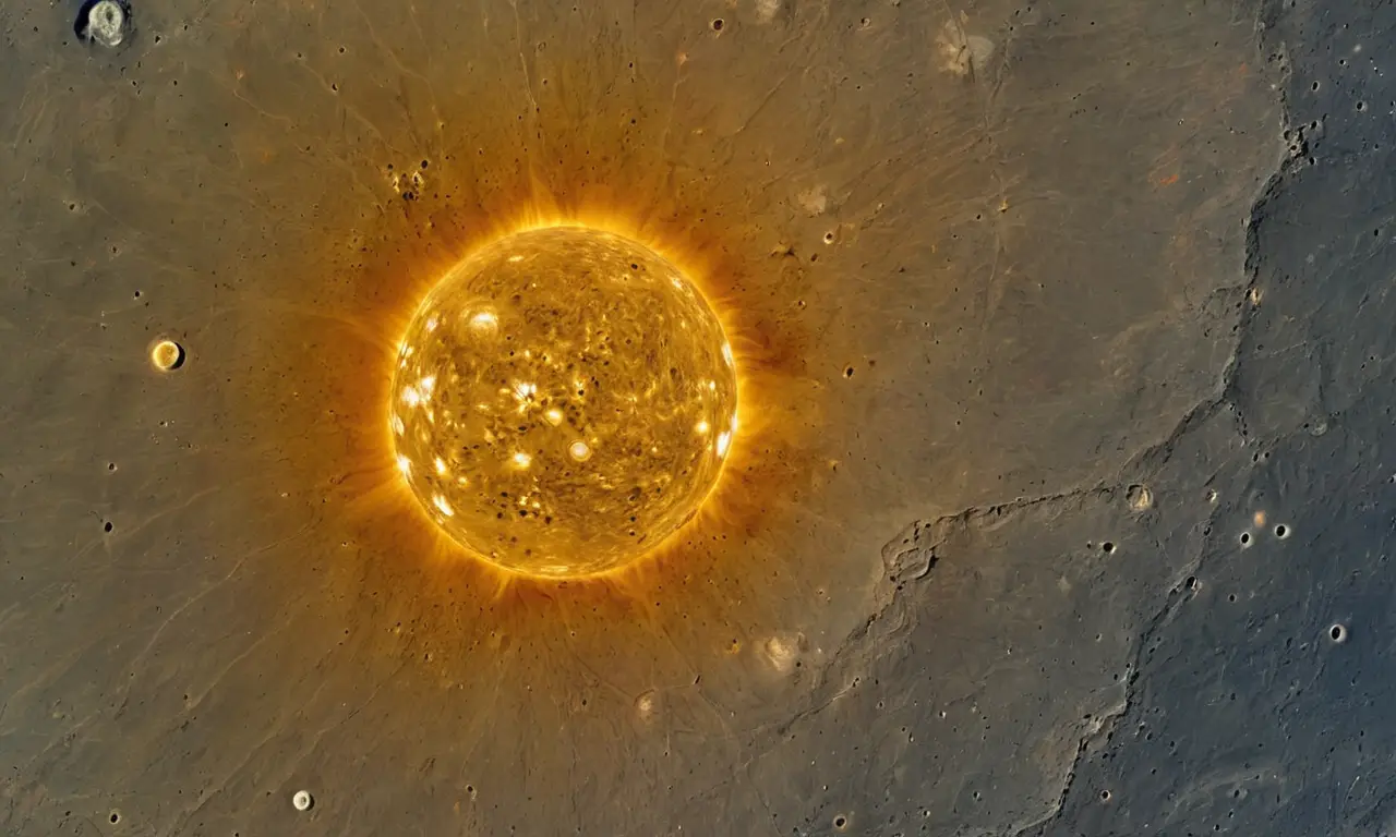 Mercurio, pequeño y detallado, resplandece en el espacio