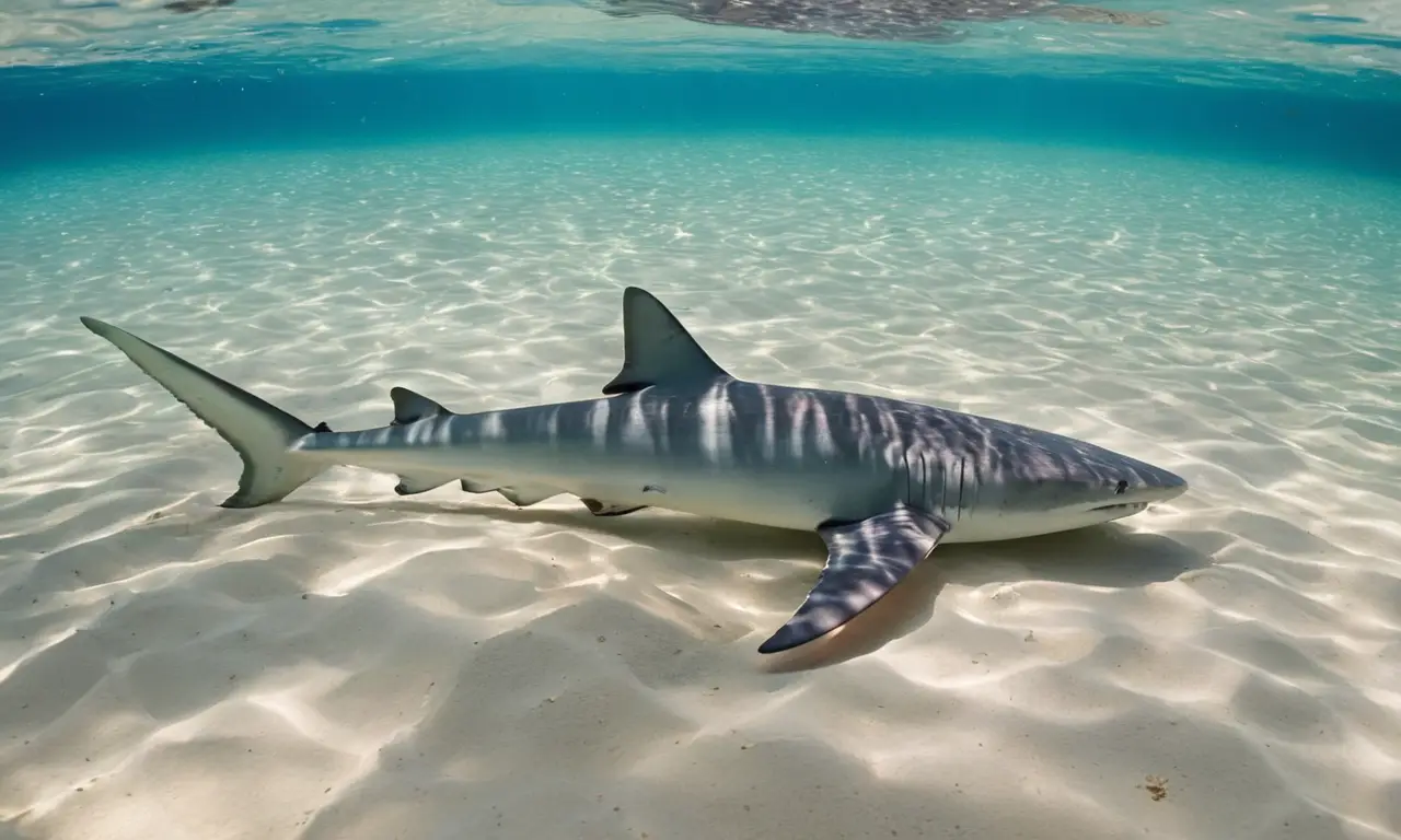 Un tiburón nada en un océano vibrante