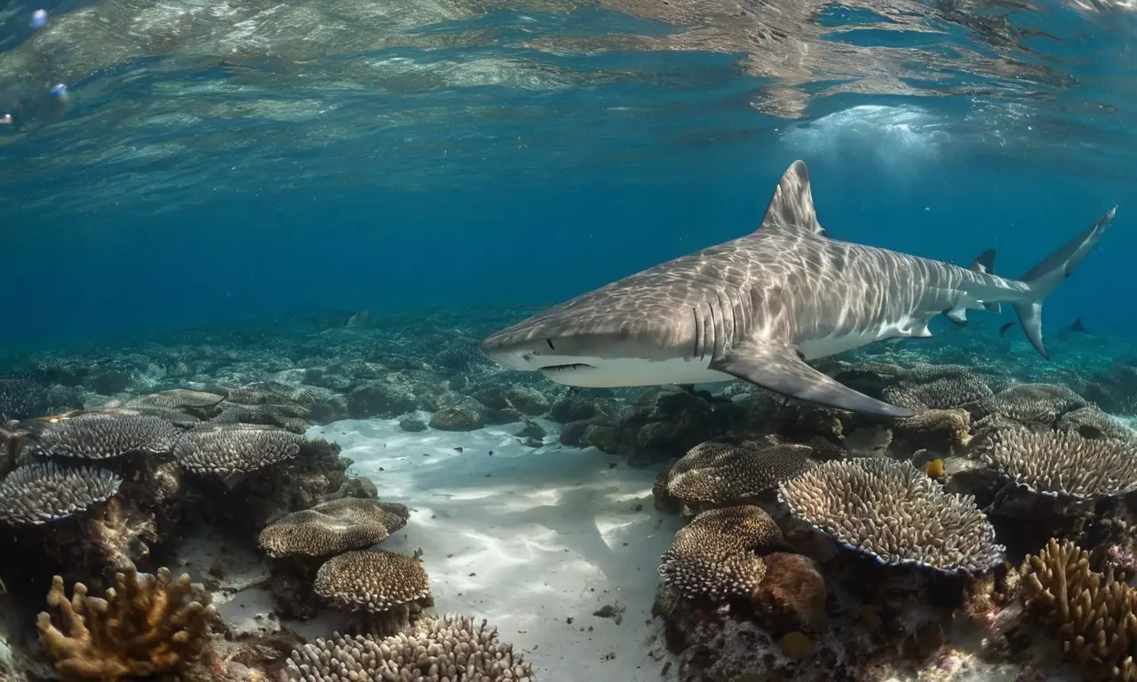 Tiburón elegante en un mar misterioso