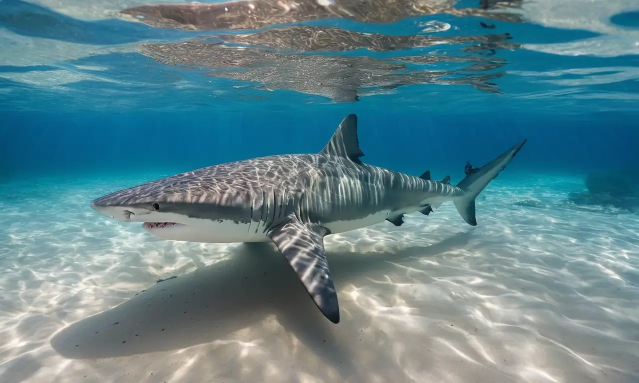 Tiburón majestuoso en aguas cristalinas