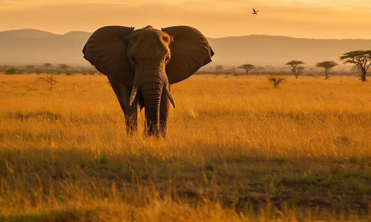 Elefante majestuoso en la savana al atardecer