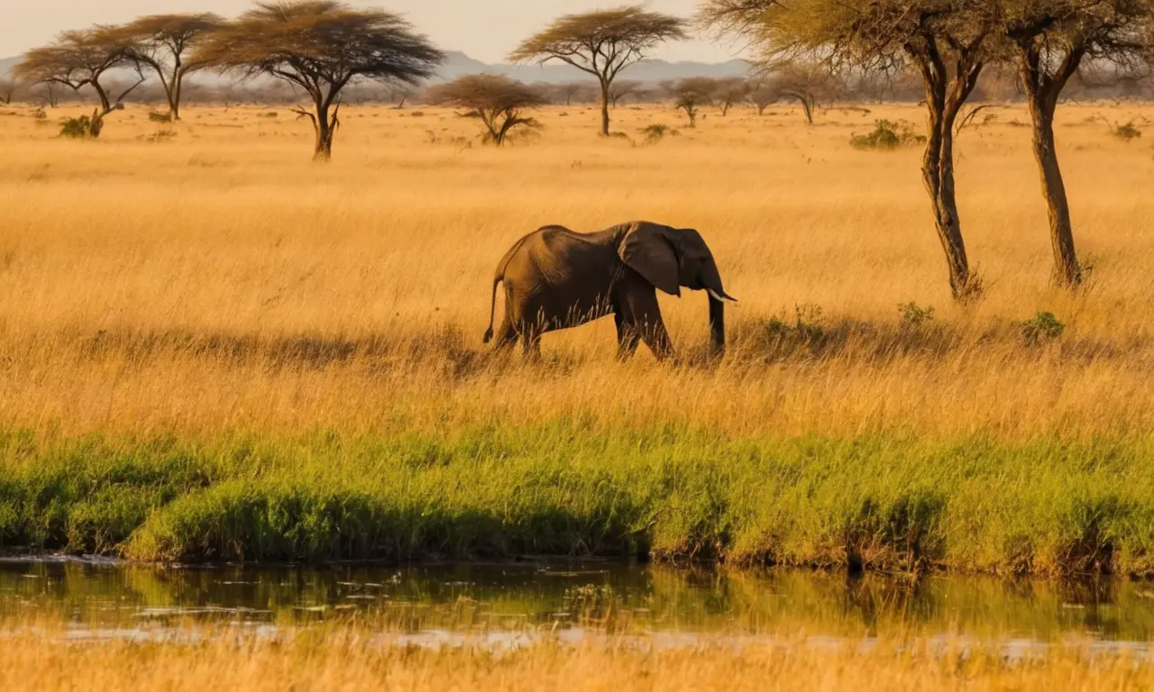 Sabana vibrante con elefantes y biodiversidad