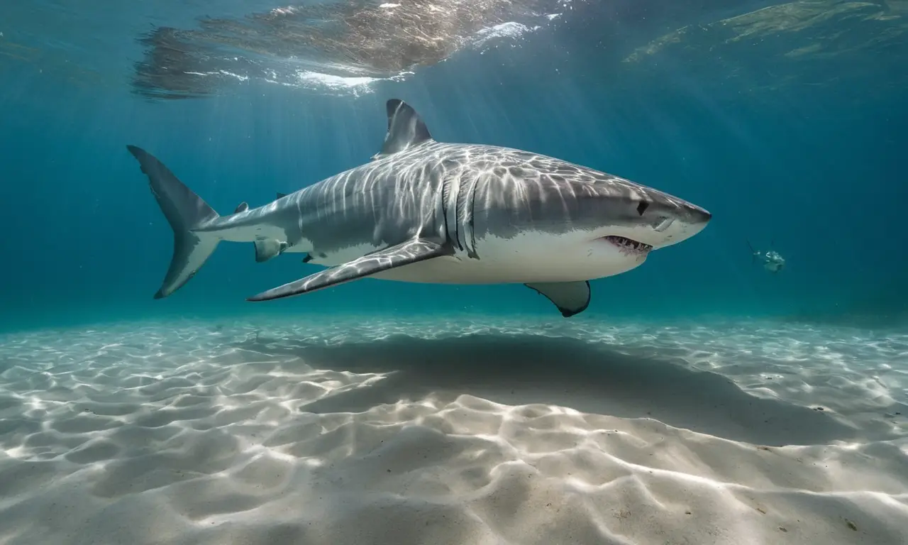 Tiburón gigante majestuosamente surca profundidades oceánicas