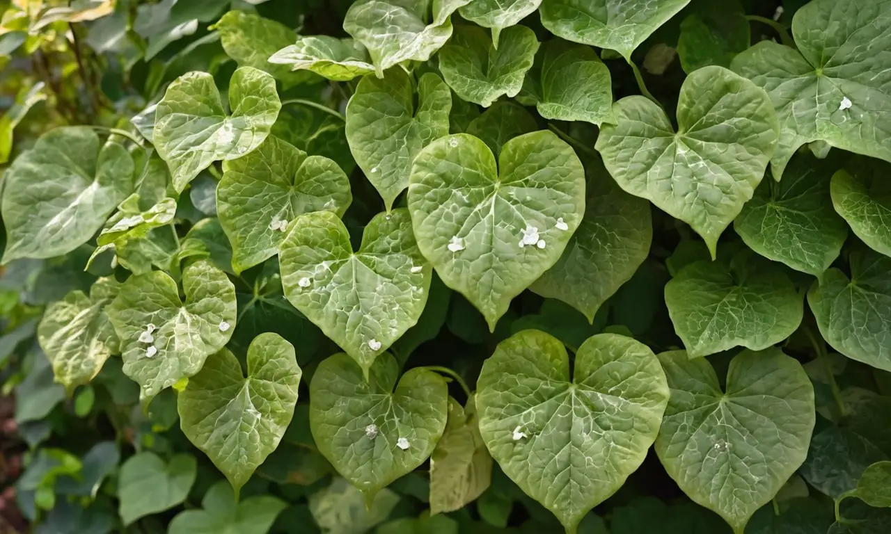 Hiedra verde brilla en un jardín sereno