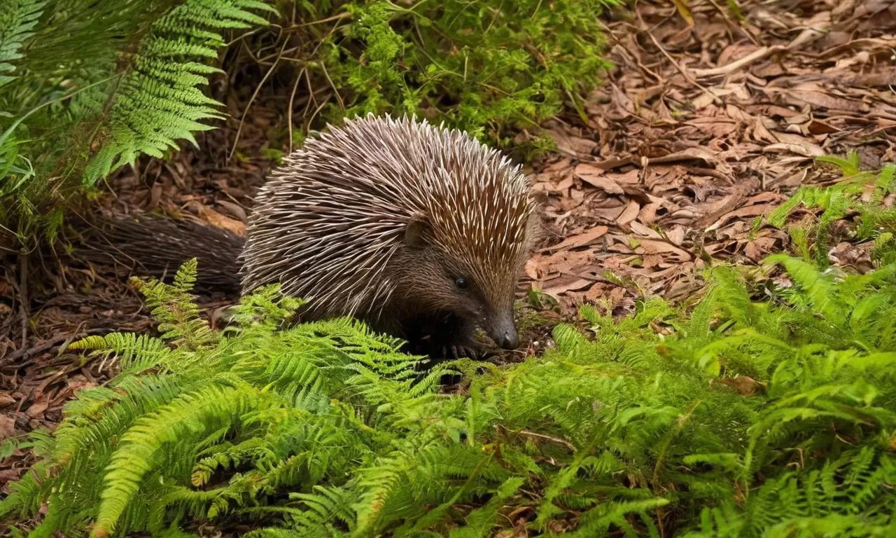 Echidna curioso en un bosque vibrante