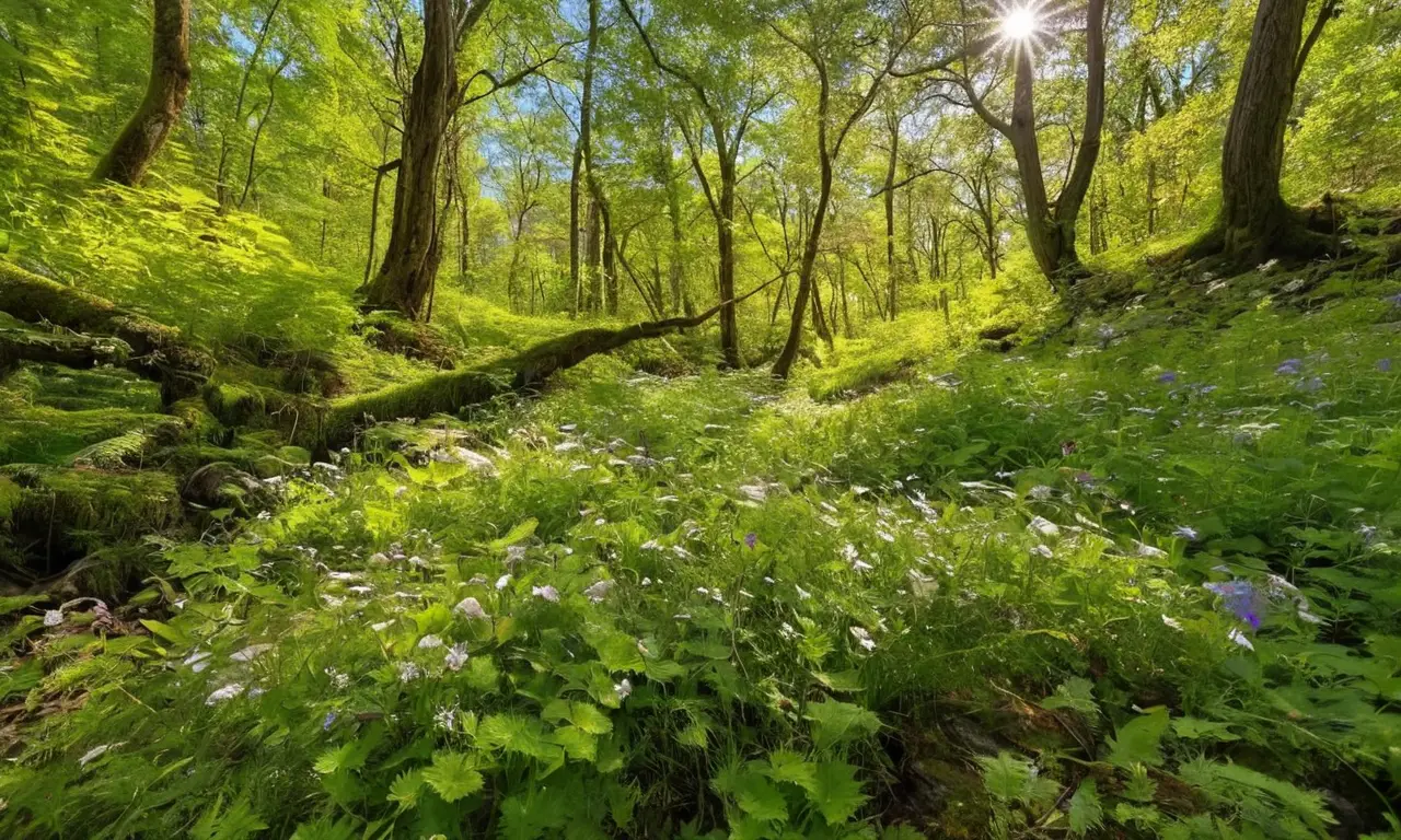 Bosque vibrante con vida y luz armoniosa