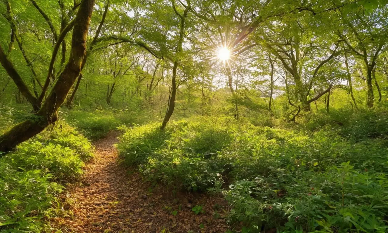 Bosque vibrante con fauna y flora diversa