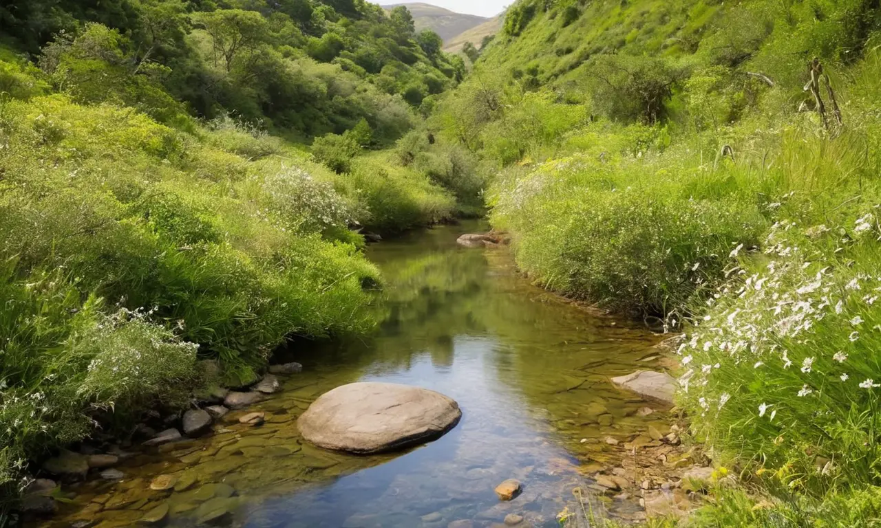 Río serpenteante en paisaje verde vibrante