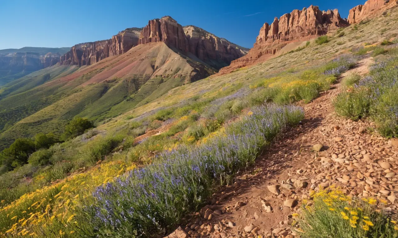 Paisaje diverso con erosión y vegetación vibrante