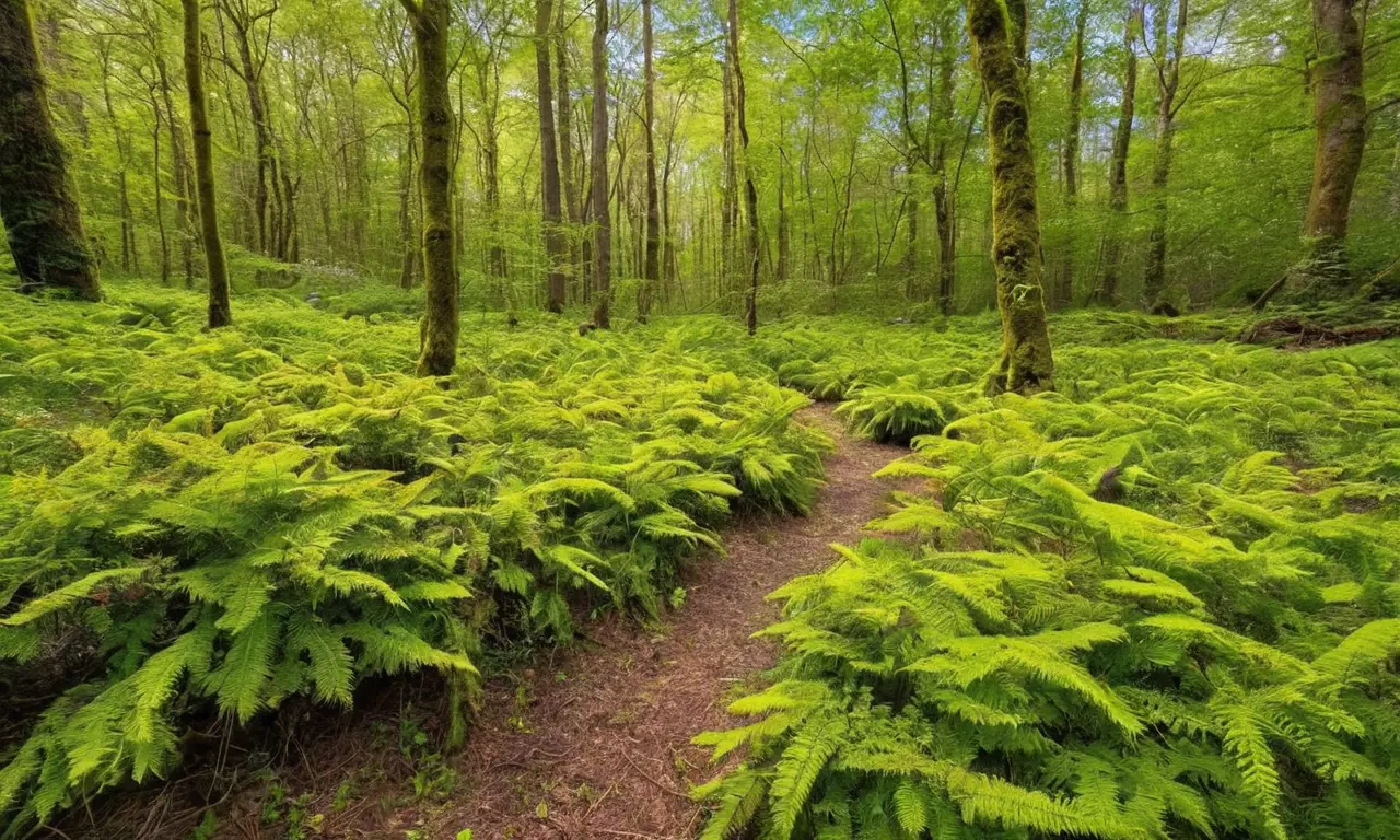 Bosque luminoso con flora y fauna armoniosa