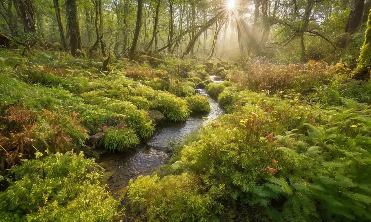 Paisaje vibrante con vida y diversidad ecológica