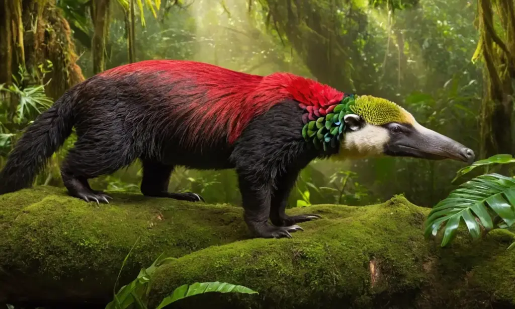 Selva venezolana con jaguar y guacamayo