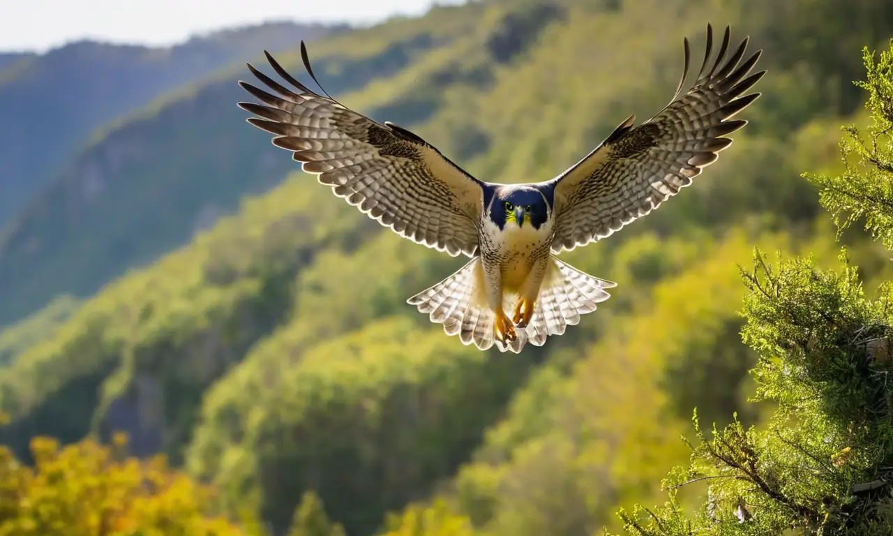 Halcón peregrino vuela con elegante poder