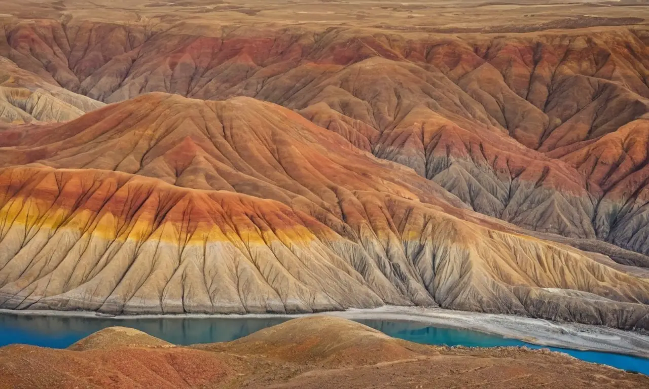 Sección geológica con montañas y océano