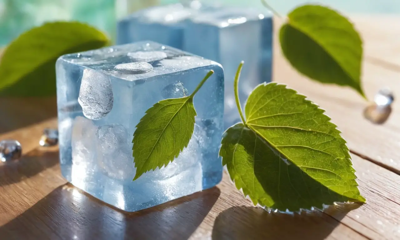 Cubos de hielo brillantes en un entorno natural